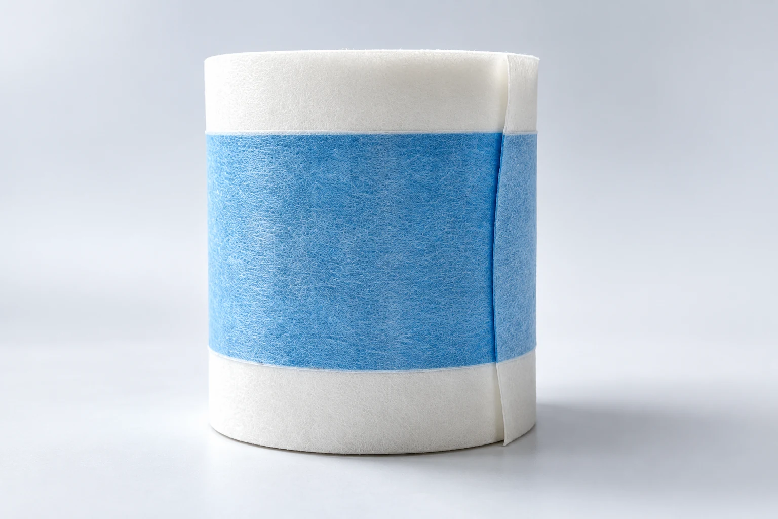AI-generated visualization of a blue and white nonwoven waterproof tape roll