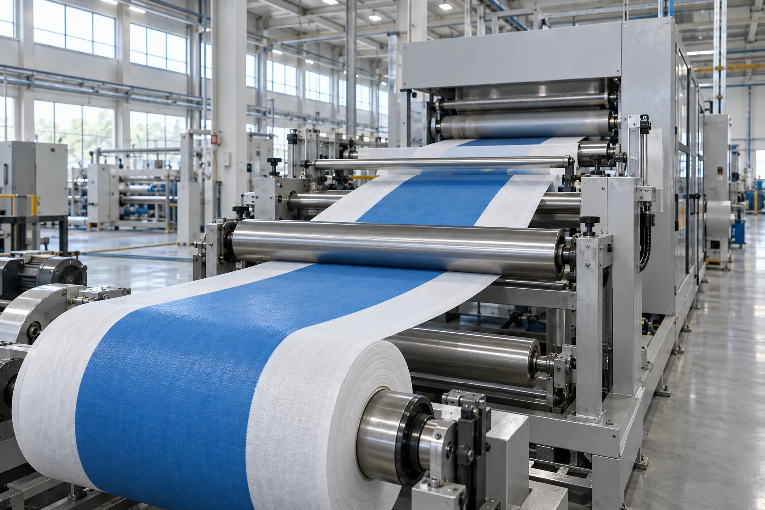 Manufacturing visualization of a roll-to-roll material processing line