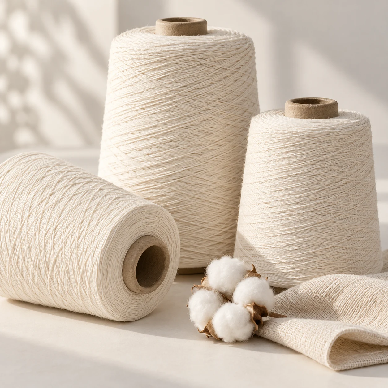 AI-generated visualization of cotton yarn cones