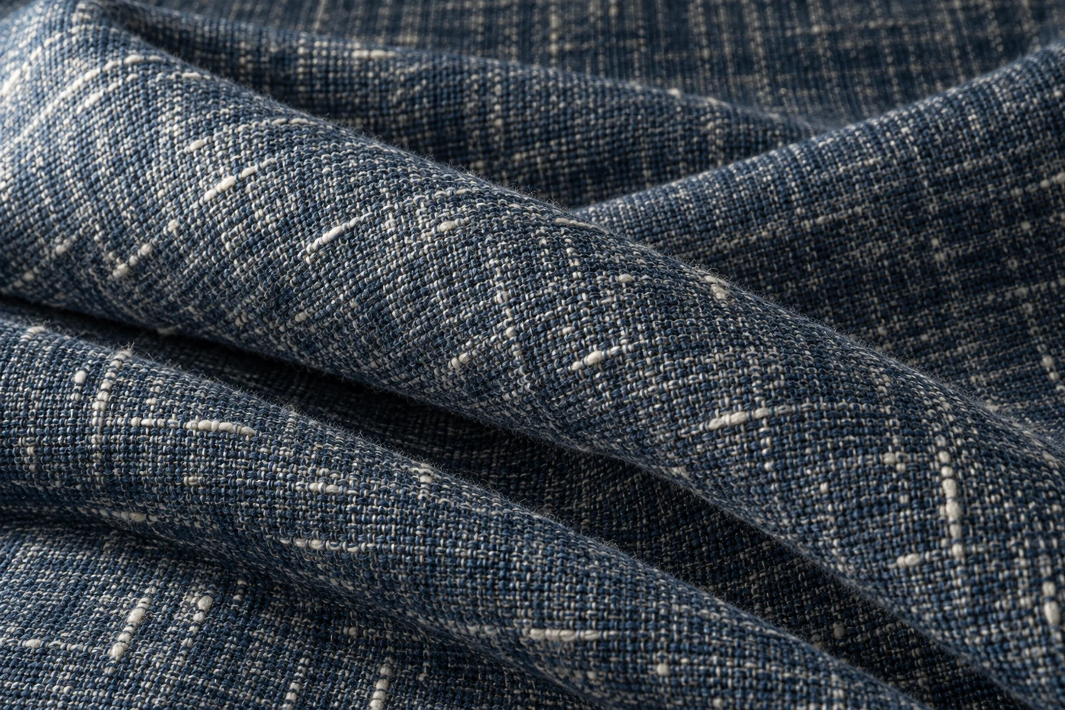 AI-generated close-up visualization of indigo woven fabric