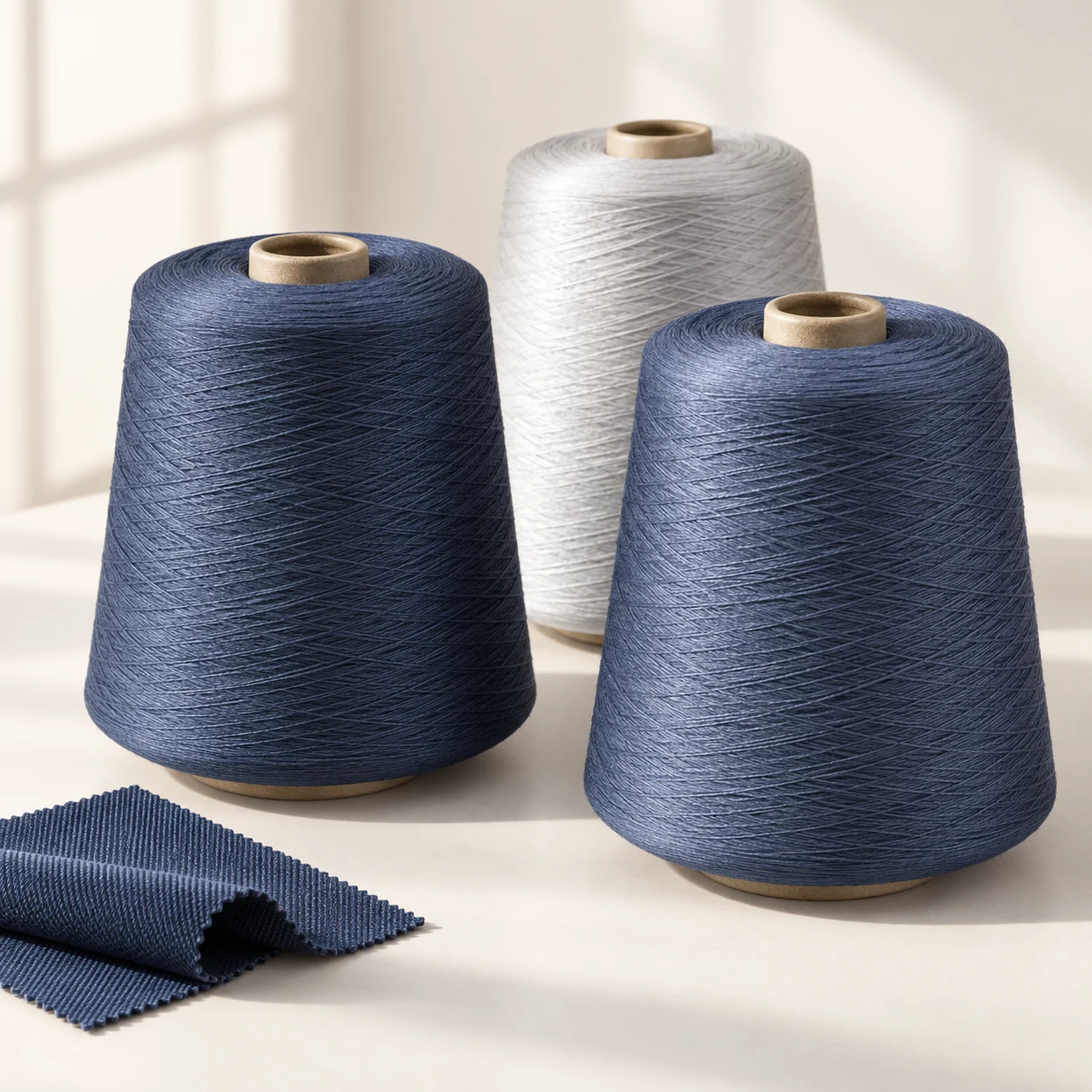 AI-generated visualization of polyester yarn cones